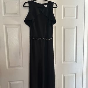 Black jumpsuit with rhinestone belt detail